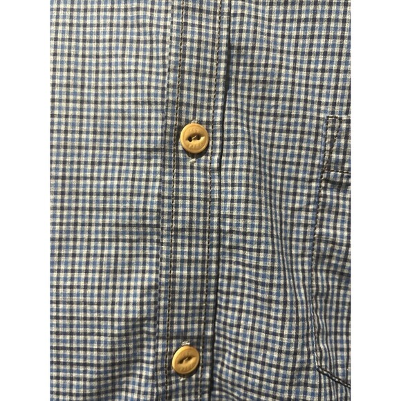 Ted Baker Shirt Mens 5 XL Blue Button Up Gingham Check Chambray Collar Elbow - Picture 4 of 9